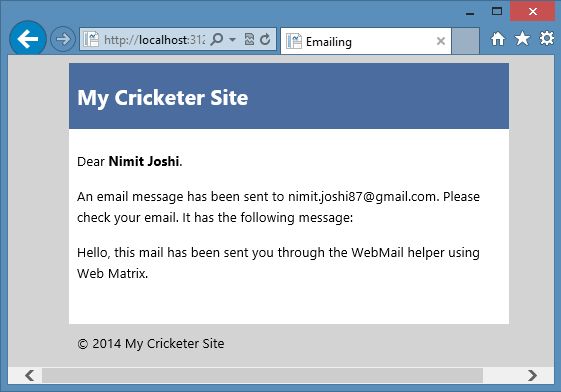 Email Message in WebMatrix